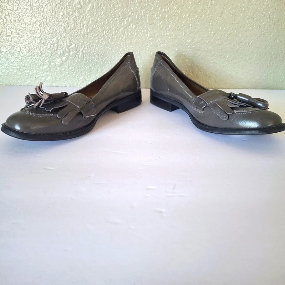 Steven By Steve Madden 8 Gray Tasseled Grey Leather Loafers New - Picture 5 of 10